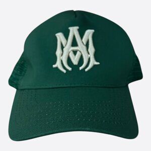 Amiri Green & White MA Logo Trucker Hat